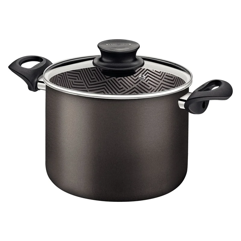 ترامونتينا Tramontina Paris Aluminum Stock Pot with Interior and Exterior Starflon Max Lead Nonstick Coating with a Glass Lid, 28 cm 11,8 L